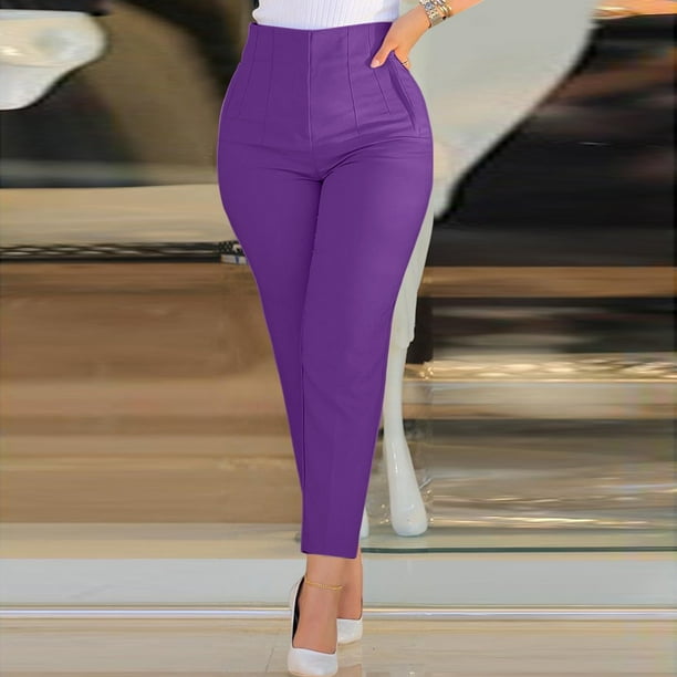 WILLBEST Pantalones Casuales de Mujer, Pantalones de Trabajo Cortos de Cintura Alta, Pantalones con Cremallera, Pantalones Casuales Holgados, Cintura Elástica, Pierna Ancha, Moda con Bolsillo Grande