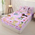 thumbnail image 3 of Manfei Cartoon Dog Print Zipper Full Size Comforter Sets with Fitted Sheet and 2 Pillowcases, Spring Groovy Daisy Zipper Bedding Set, Lavender, Polkadot Reversible, 4 Pieces, 3 of 7