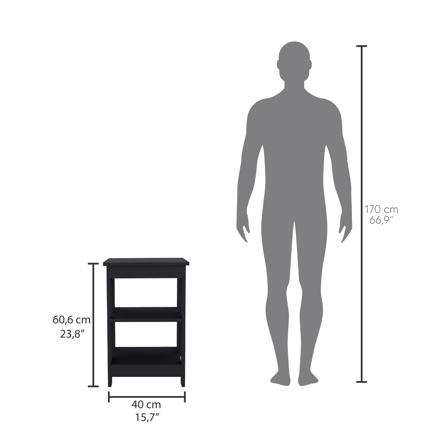 Taylor End Table, Side Table, Nightstand: 3-Tier Storage Shelf for Small Spaces