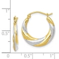 thumbnail image 5 of 10K Rhodium Plated Yellow Gold & Rhodium Twist Hollow Hoop Earrings, 5 of 5