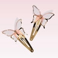 thumbnail image 7 of Scunci by Conair Butterfly Snap Hair Clips, Pink & Gold Tone, All Hair Types, 2 Count, 7 of 7