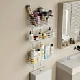 thumbnail image 3 of 5-Tier Over The Door Organizer Bathroom Shelves Hair Tool Organizer - Hair Dryer Holder Adjustable Height, DIY Bathroom Storage Shelf Wall Mounted Behind The Door Storage, 3 of 17