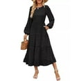 thumbnail image 3 of VERTEX&KAIBIN Fall Long Sleeve High-Waisted A-Line Gown for Women - Swiss Dot Flowy Tiered Dress with Flounce Sleeves, 3 of 15
