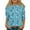 Blue, variant on Girls Shirts Size 5-12 Fall 3/4 Sleeve Tops Round Neck Trendy Going Out T Shirts 2025 Floral Print Half Sleeve Outfits