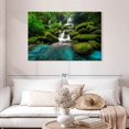 thumbnail image 2 of Elephant Stock Forest Waterfall Scene Wall Art - Horizontal Canvas Wall Art - Living Room Wall Decor - Nature Canvas - Teal And Gray Decor - 45" x 30", 2 of 4
