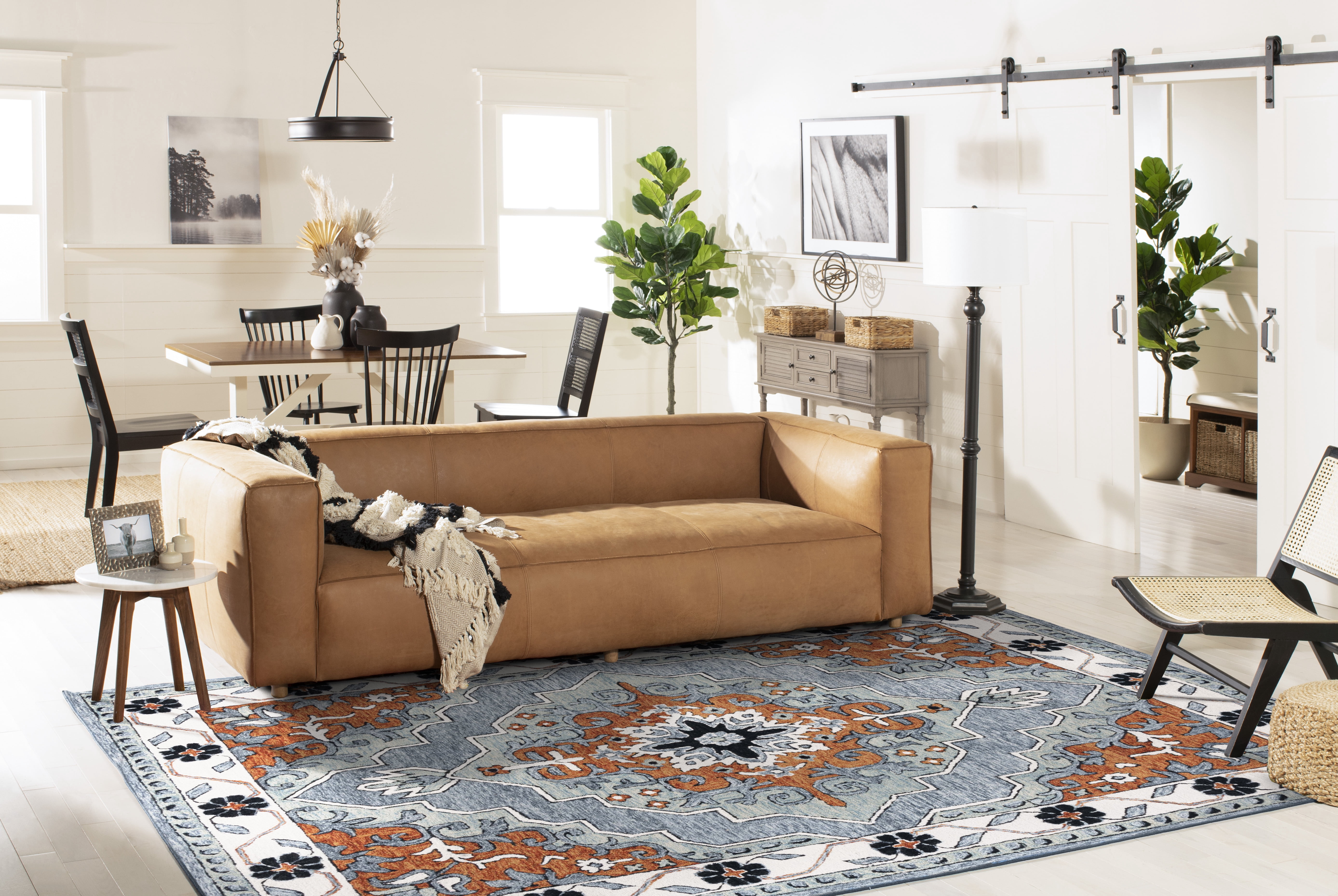 SAFAVIEH Metro Emmeline Medallion Area Rug, Blue/Ivory, 5' x 8'