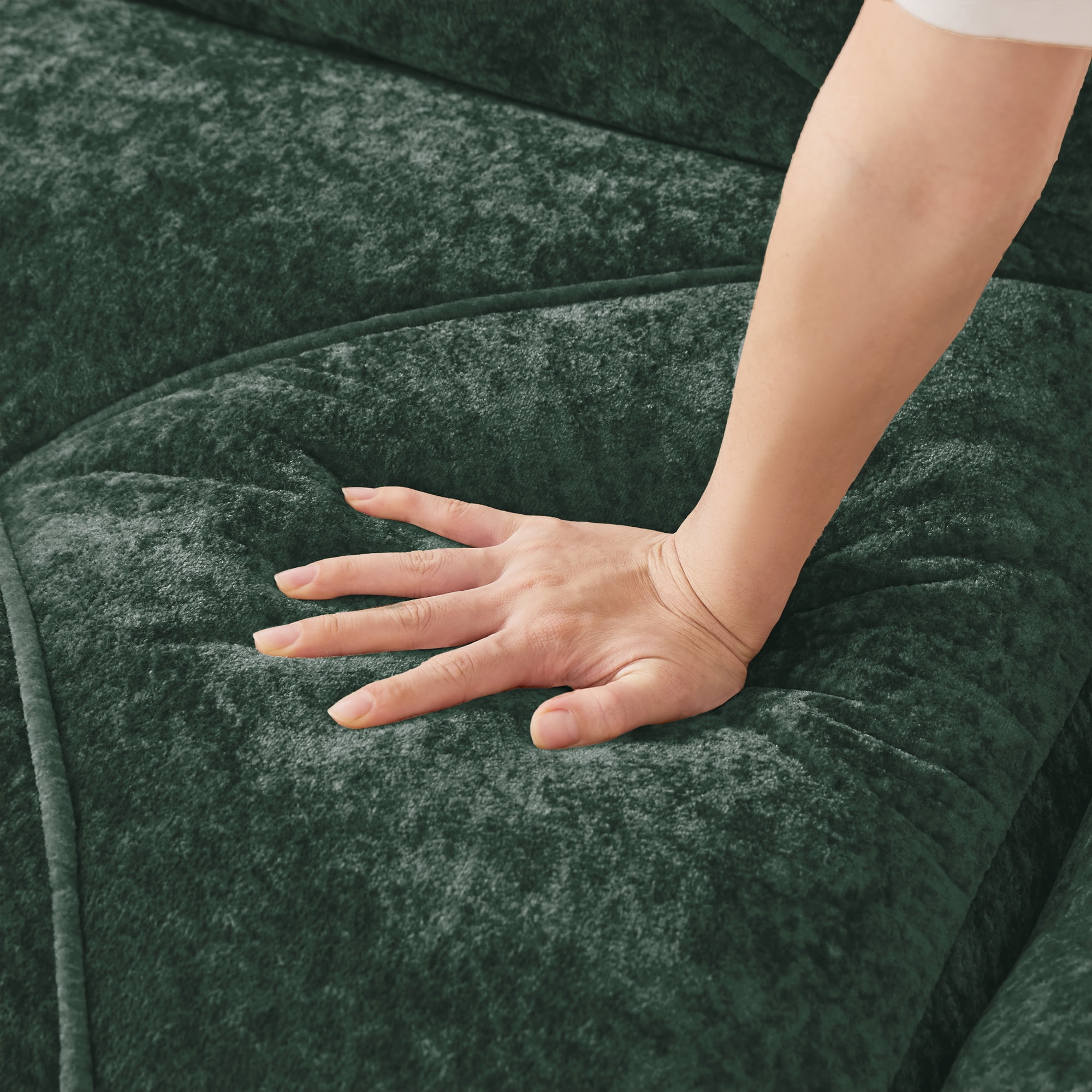 Aukfa Velvet Tufted Modular Sectional Sofa, 80" Boneless Loveseat for Living Room, Green