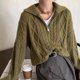 thumbnail image 2 of [EWQ] Chaqueta tipo suéter verde militar con cremallera y solapa de manga larga para mujer en otoño 2024, cárdigan de invierno, marrón camello 16U8292, 2 of 5