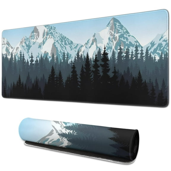 Large Non-Slip Mouse Mat with Forest Design - XL Desk Pad with Stitched Edges for Durability and Long Gaming Sessions - 31.5 x 11.8 inches