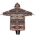 thumbnail image 2 of Oversized Wearable Blanket Hoodie,Multicolor Geometric Boho Pattern Sherpa Blanket Hoodie with Super Pockets,Super Warm Fuzzy Pullover for Women & Men, 2 of 6