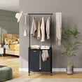 thumbnail image 6 of Rolling Laundry Sorter with Hanging Rack & Utility Shelf, 2 Sections, Lockable Wheels, Heavy Duty Hamper for Closet Storage, Large Capacity, Bedroom Bathroom Laundry Room, 6 of 7