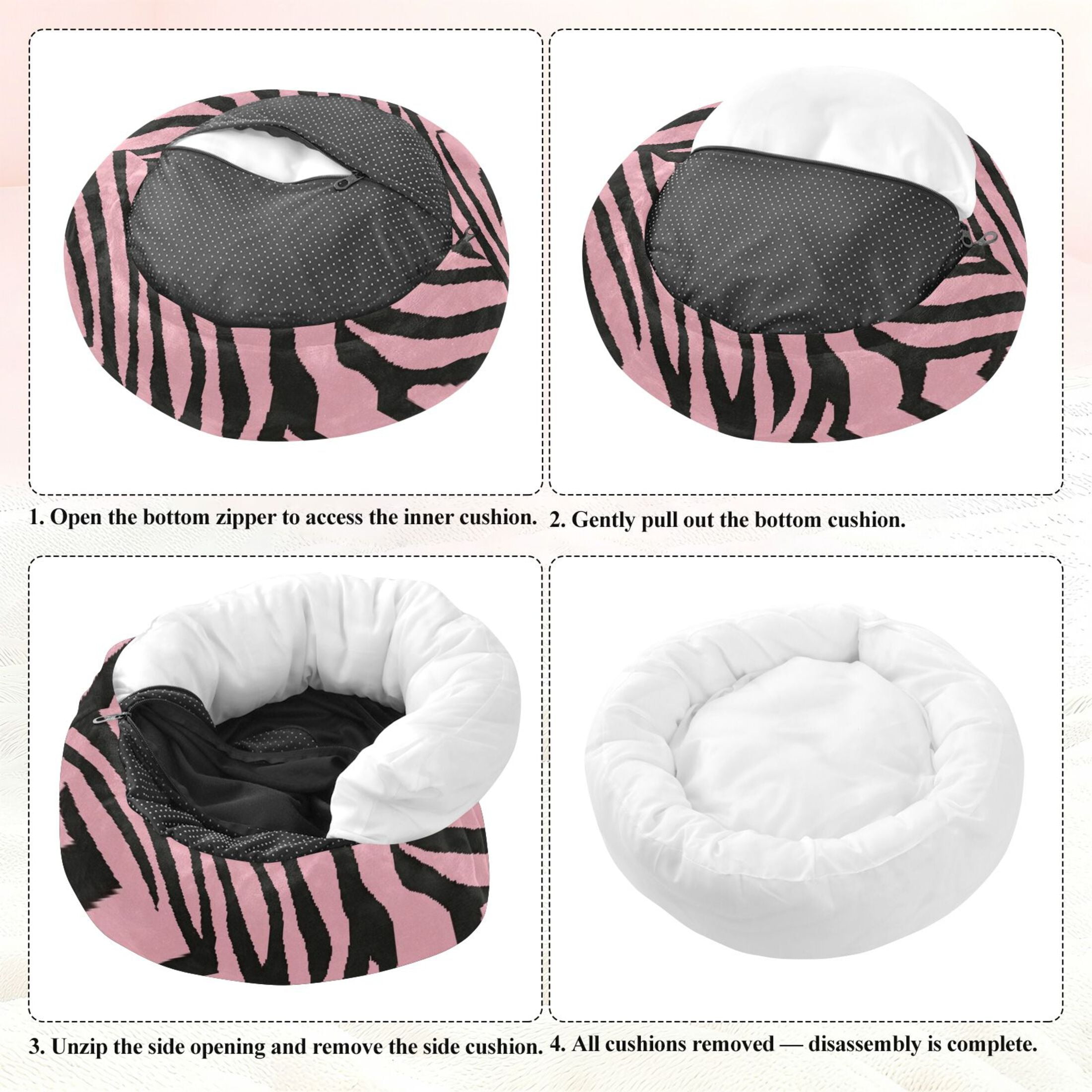 Iauyy Pet Couch Donut Cat Bed for Indoor Cats/Small Dogs Washable & Machine with Non-slip Bottom Calming Cat Furniture, The Perfect Zebra (M)