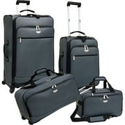 Eva Expandable 4-Piece Spinner Luggage Set,Gray