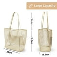 thumbnail image 5 of Mesh Tote Bag, Casual Tote Bag  Women Foldable MAX 23L Shoulder Bag For Beach Picnic Vacation (Tan), 5 of 9