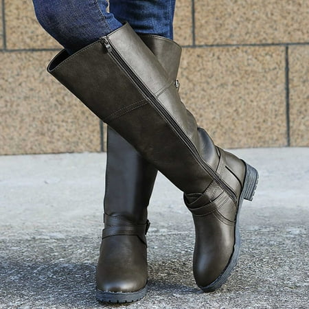 Teacher Appreciation Gifts AXXD White Shoes For Women Fall&Winter Medium Slouch Boots Christmas Low-Heeled Knee High Boots Couples Womens Winter Boots For Rollback