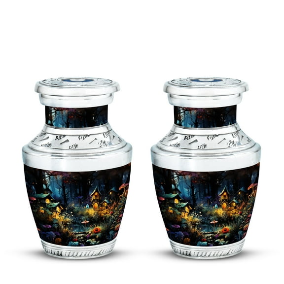 A Fairytale Habitat - Unique Urn Mini Urn for Adult Male Ashes - Cremation Memorial Keepsake - Funeral Ashes Urn - Memorial Gifts - 3 Inch, Set Of 2