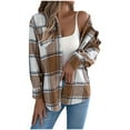 thumbnail image 2 of Ailaofu Womens Casual Plaid Flannel Shirts Jackets Long Sleeve Lapel Button Down Fuzzy Shacket Jacket, 2 of 7