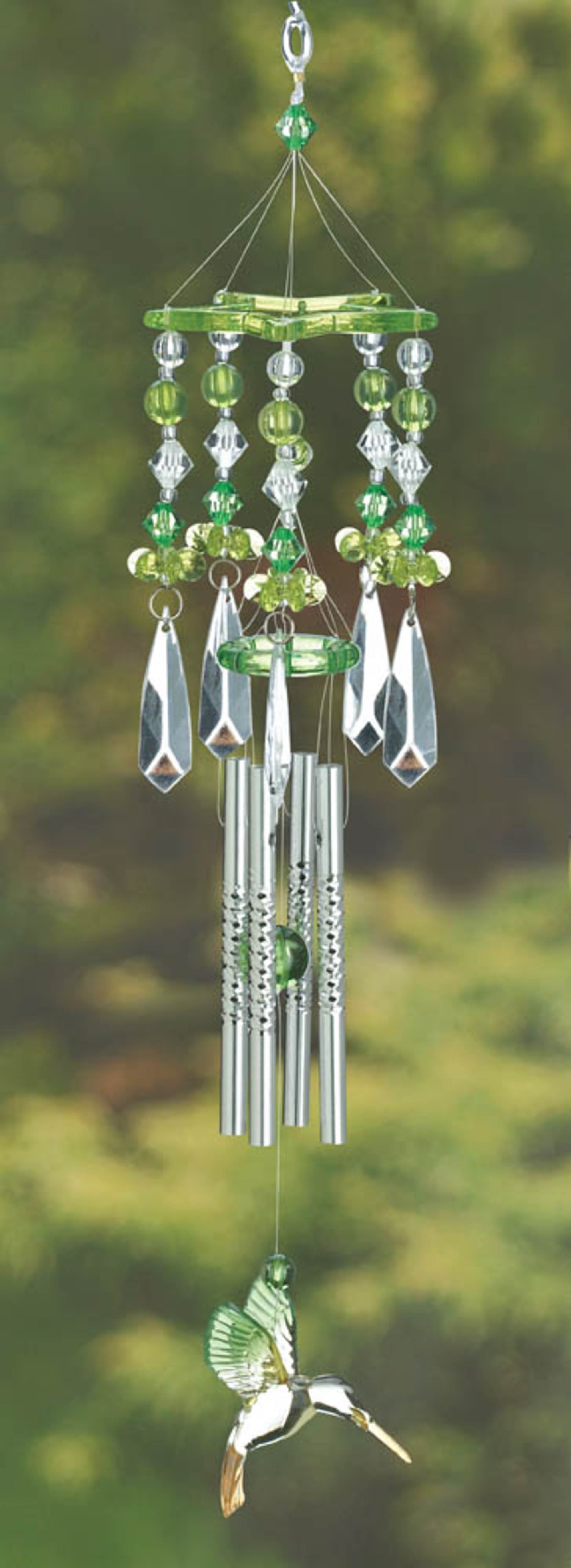 Zingz & Thingz Green Hummingbird Chimes 2.5x2.5x13"