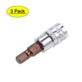 thumbnail image 1 of Uxcell 1/4" Drive x 5mm Zócalo de Broca Hexagonal Métrico Estándar, Paquete de 3 de Acero S2 y Cr-V, 1 of 5