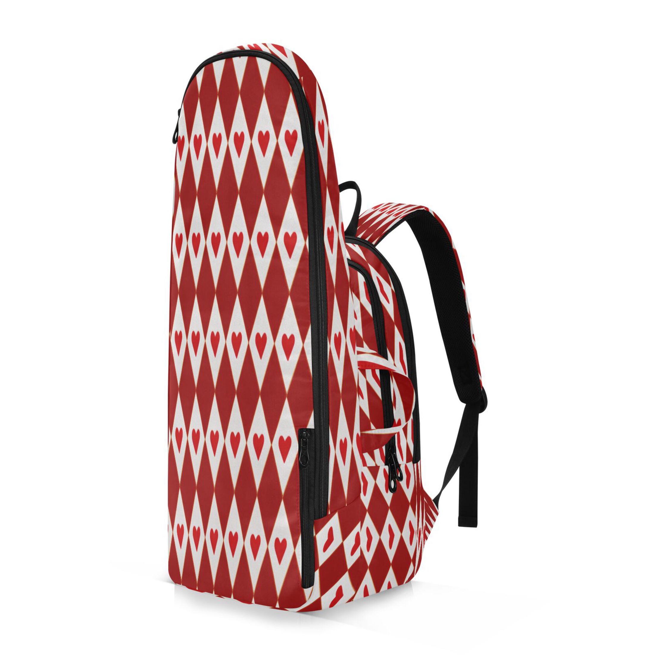 2 Racquet Holder Tennis Backpack Tennis Racket Covers Gym Bags Red Hearts and Diamonds