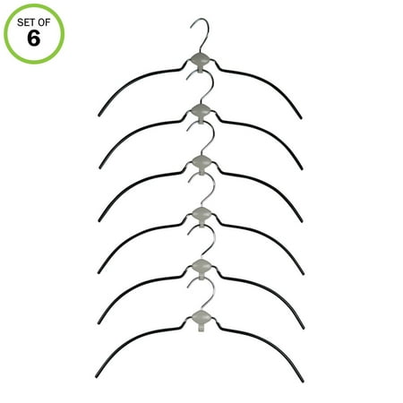 Rubber Hanger - Evelots Cascading Hangers-Shirt/Blouse-Swivel-Non Slip-Metal Rubber Coated-Set/6