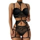 thumbnail image 1 of LYPERLA Baby Doll, Conjunto de lencería de Encaje para Mujer con Cinturones de Liguero, Sujetador y Bragas, sostén y Tanga, Body Ropa de Noche, Bodysuit Sexy y Elegante. brillar Electrónica, 1 of 5
