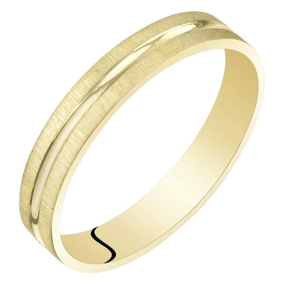 PEORA Solid 14K Yellow Gold 3mm Wedding Anniversary Ring Band for Women, Rich Dual Finish, Comfort Fit, Size 4.5