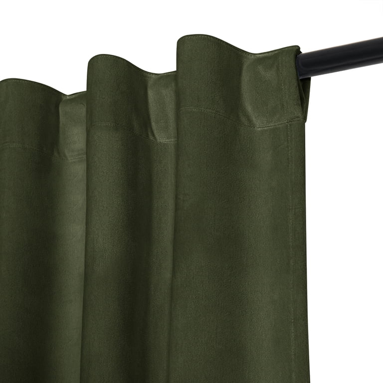 SUN+BLK Olive 100% Blackout Velvet Curtains, 52x84, Set of 2 photo 2