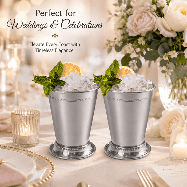 ABPETE Mint Julep Cups Set of 2, 12 oz Stainless Steel Cocktail