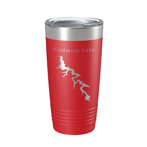 Piedmont Lake Map Tumbler Travel Mug Insulated Laser Engraved Coffee Cup Ohio 20 oz Red