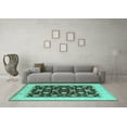 thumbnail image 3 of Ahgly Company Machine Washable Indoor Rectangle Oriental Turquoise Blue Industrial Area Rugs, 4' x 6', 3 of 4