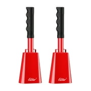 Eastar 2-Pack Handle Cowbell, 10" Steel Loud Noise Maker Cow Bells for Cheering, Football Games, Sporting Events, Red