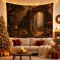thumbnail image 3 of Stone Archway in Autumn Forest, Moody Rustic Style for Dark Academia Decor Fans, Woodland Path Wall Decor, Housewarming Gift, Tapestry Wall Hanging for Bedroom and Study Room, 3 of 7