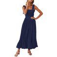 thumbnail image 2 of Txlixc - Vestido midi de verano para mujer, informal, con tirantes finos, sin mangas, de talle alto, fluido, línea A, largo Txlixc Estilo de ocio, 2 of 7