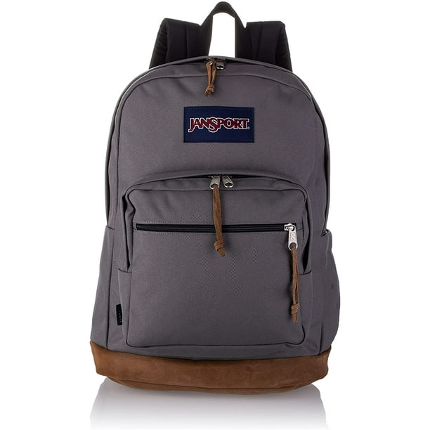 JanSport Right Pack Backpack - School, Travel, or Laptop Bookbag with Water Bottle Pocket, Suede Bottom, JS0A4QVA7H6, Graphite Grey