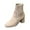Beige, variant on Fesfesfes Western Boots Women And Winter Side Zipper Lace Up British Style Increased Thick-soled Short 4.5(35)