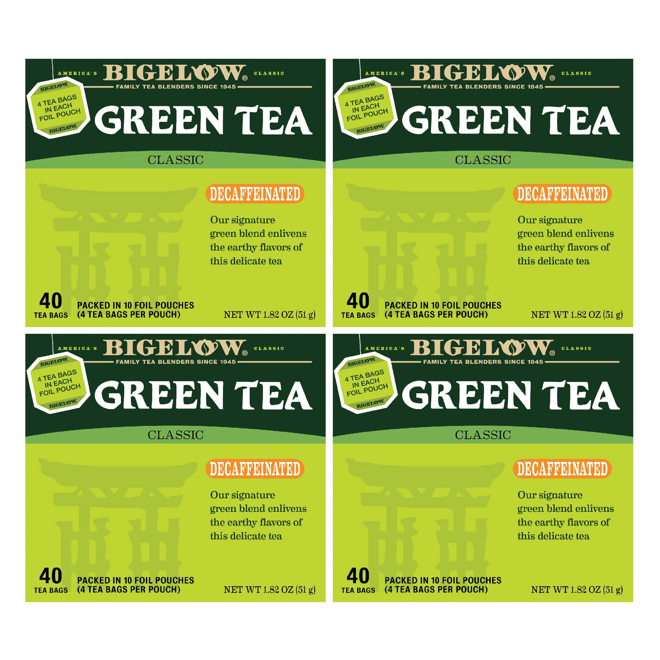 Bigelow Green Tea, Decaffeinated Tea Bags, 40 Count ( 4 packs of 40)