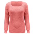 thumbnail image 4 of DuoJiaJ Sweaters for Women Pullover Lightweight Hallow Out Knit Sweater Casual Crewneck Fall Sweater Tops Pink S, 4 of 4