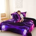 thumbnail image 4 of Castle Fairy Neon Sports Car Queen Comforter Set 3pcs for Teens, Purple City Glow Bedding Comforter Set for Bedroom, Purple Black,Black Reversible, 4 of 6