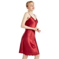 thumbnail image 6 of LYMAYTER Women's Satin Spaghetti Strap Nightgown V Neck Silk Slip Lingerie Dress Nightdress M-4XL, 6 of 8