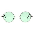 thumbnail image 2 of Small Round Sunglasses Perfect Circle Silver Frame Green Lens Unisex UV 400, 2 of 4