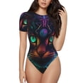 thumbnail image 1 of Fotbe Futuristic Cat Warrior Body de Mujer con Cuello Redondo y Mangas Cortas, Sin Mangas Ajustado, Suave, Cómodo y Básico-X-Large, 1 of 7