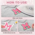 thumbnail image 3 of Uxcell 2 Pcs Chenille Letter Patches, 3.1" Sew on Letter A Iron on Patches Green Glitter Edged Alphabet Embroidered Appliques for Clothes Bags Hats DIY Supplies, Rose Red, 3 of 6