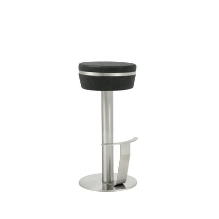 Whiteline Modern Living Black Remy Contemporary, Fuax Leather and Stainless Steel Bar Stool
