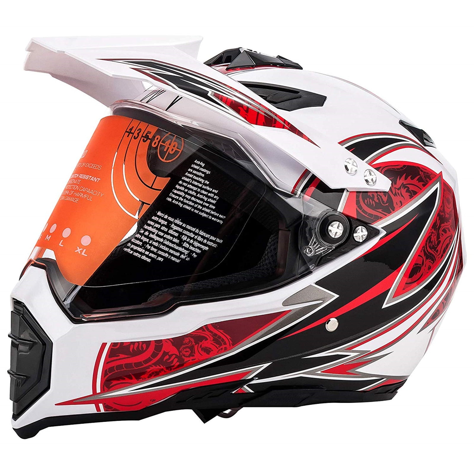 ALERT Black White Gloss S M L XL Motocross New Adult SHOT Furious MX Helmet 