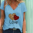 thumbnail image 1 of Puntoco - Camiseta holgada con cuello en V para mujer, informal, a la moda, con estampado de manga corta Puntoco Puntoco-5285, 1 of 4