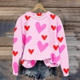 thumbnail image 2 of Diufon Hauts de la Saint-Valentin pour Femmes Manches Longues Col Rond Chandail Décontracté Tendance Mignon Imprimé Graphique Blouse, 2 of 7