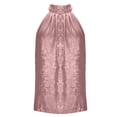 thumbnail image 4 of Rotm Womens Sequin Top Women's Sequin Halter Tops Sparkly Dressy Tank Tops Party Vest Glitter Sleeveless Shirt Pink,S, 4 of 5