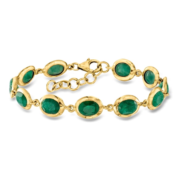 Ross-Simons 14.00 ct. t.w. Emerald Bracelet in 18kt Gold Over Sterling, Women's, Adult