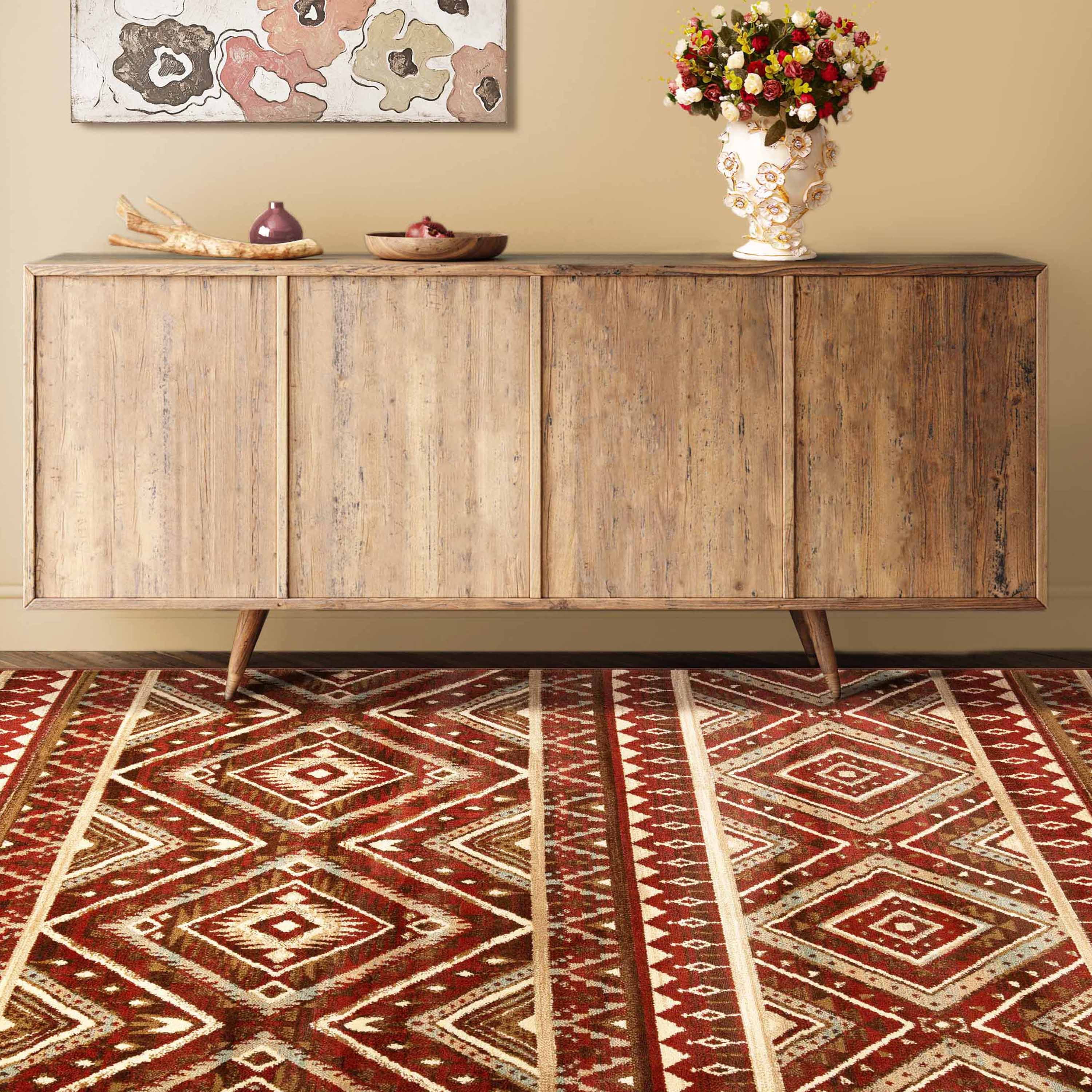Superior Southwestern Rustic Power-Loomed Indoor Area Rug, Taupe, 5' x 8'